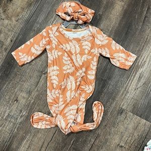 Trendy baby gown with matching bow